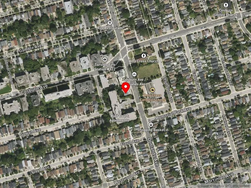RentSafeTO apartment evaluation satellite view of 270 DONLANDS AVE in Toronto-Danforth, Toronto