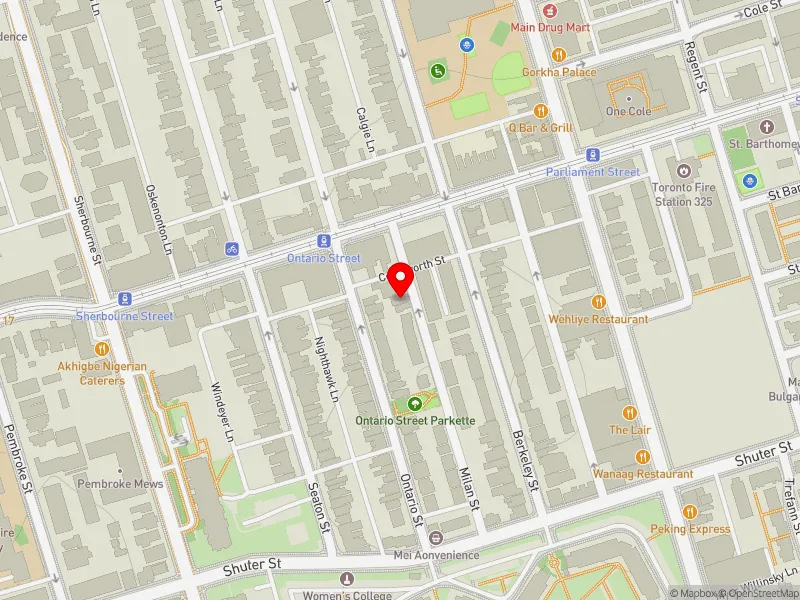 RentSafeTO apartment evaluation map view of 270 MILAN ST in Toronto Centre, Toronto