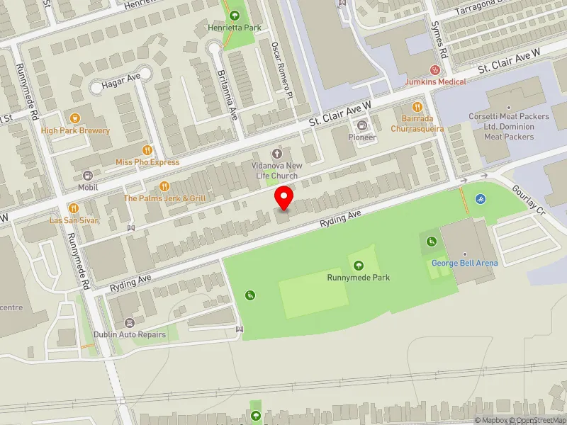 RentSafeTO apartment evaluation map view of 270 RYDING AVE in York South-Weston, Toronto