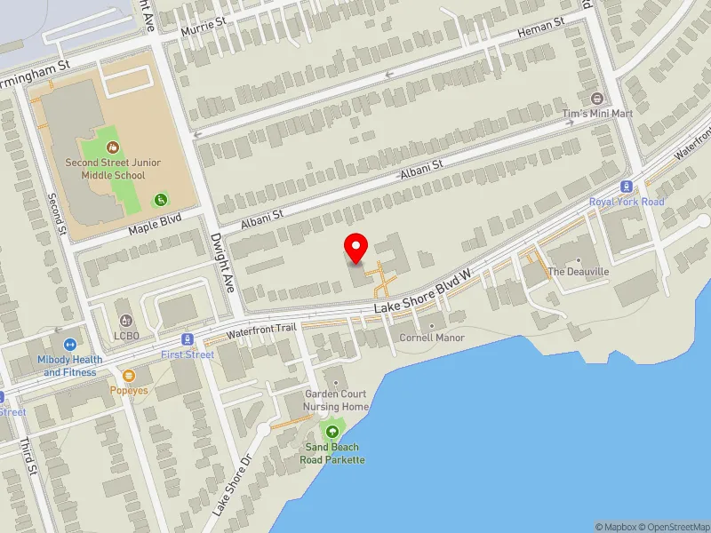RentSafeTO apartment evaluation map view of 2704 LAKE SHORE BLVD W in Etobicoke-Lakeshore, Toronto