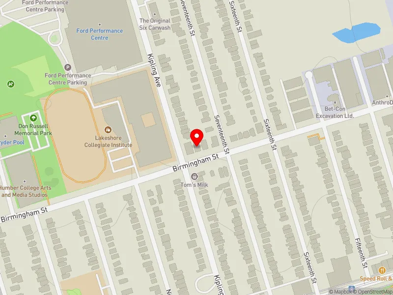 RentSafeTO apartment evaluation map view of 272 BIRMINGHAM ST in Etobicoke-Lakeshore, Toronto