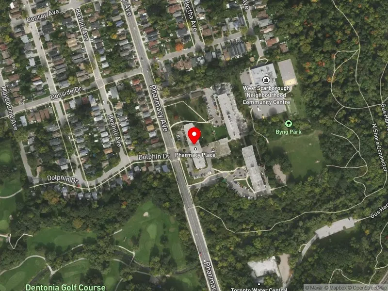 RentSafeTO apartment evaluation satellite view of 273 PHARMACY AVE in Scarborough Southwest, Toronto