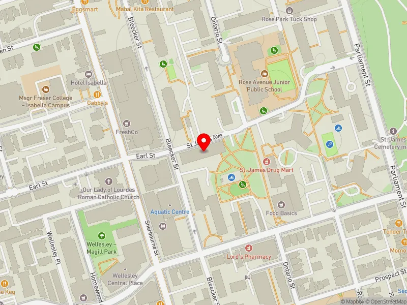 RentSafeTO apartment evaluation map view of 275 BLEECKER ST in Toronto Centre, Toronto