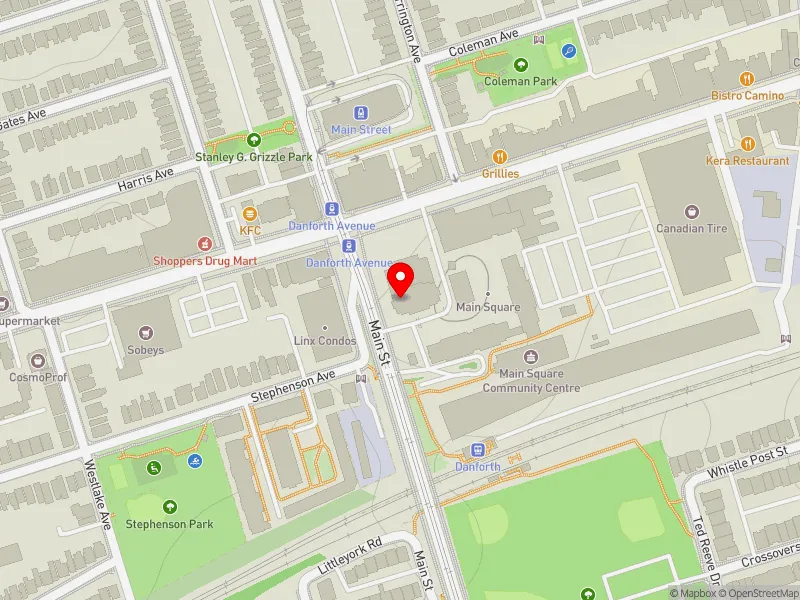 RentSafeTO apartment evaluation map view of 275 MAIN ST in Beaches-East York, Toronto