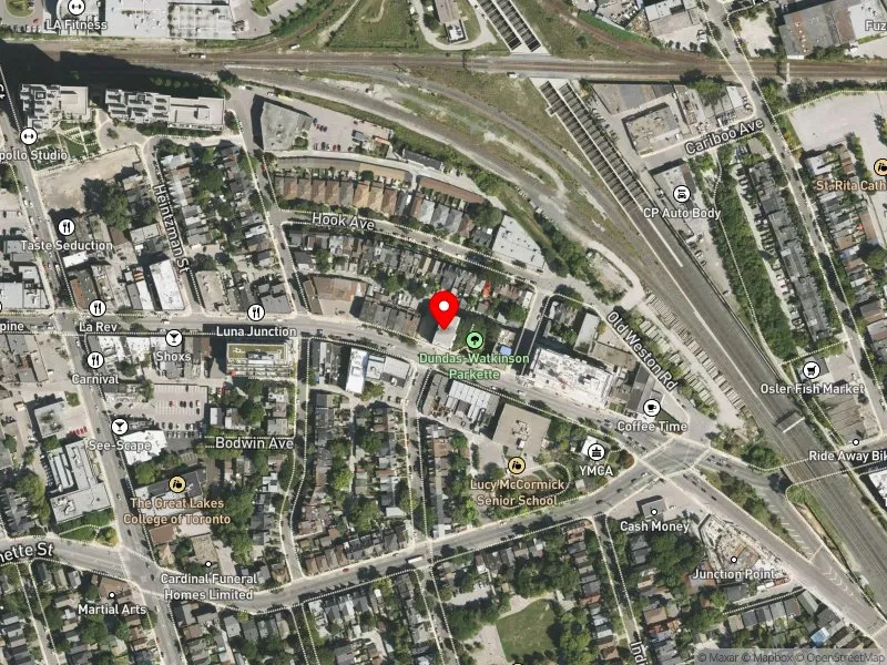 RentSafeTO apartment evaluation satellite view of 2750 DUNDAS ST W in Parkdale-High Park, Toronto