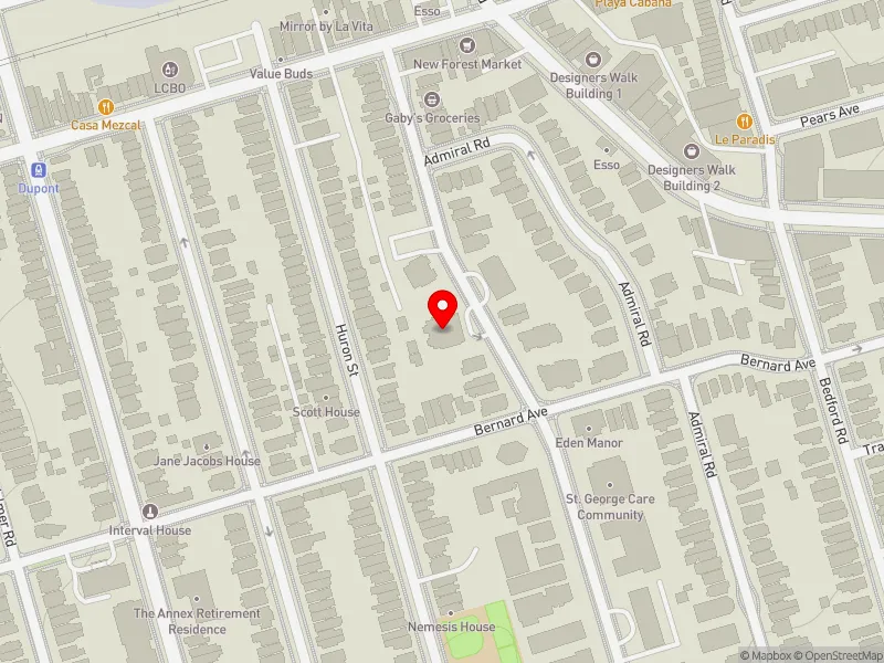 RentSafeTO apartment evaluation map view of 276 ST GEORGE ST in University-Rosedale, Toronto