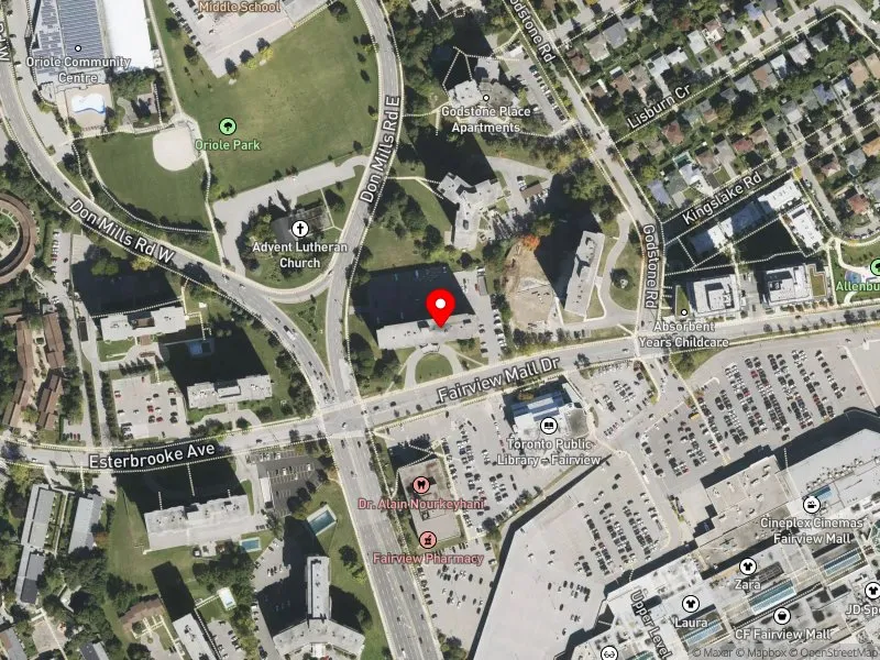 RentSafeTO apartment evaluation satellite view of 2775 DON MILLS RD in Don Valley North, Toronto
