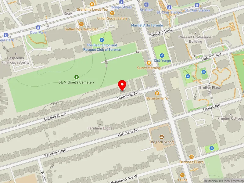 RentSafeTO apartment evaluation map view of 28 BALMORAL AVE in Toronto-St. Paul's, Toronto