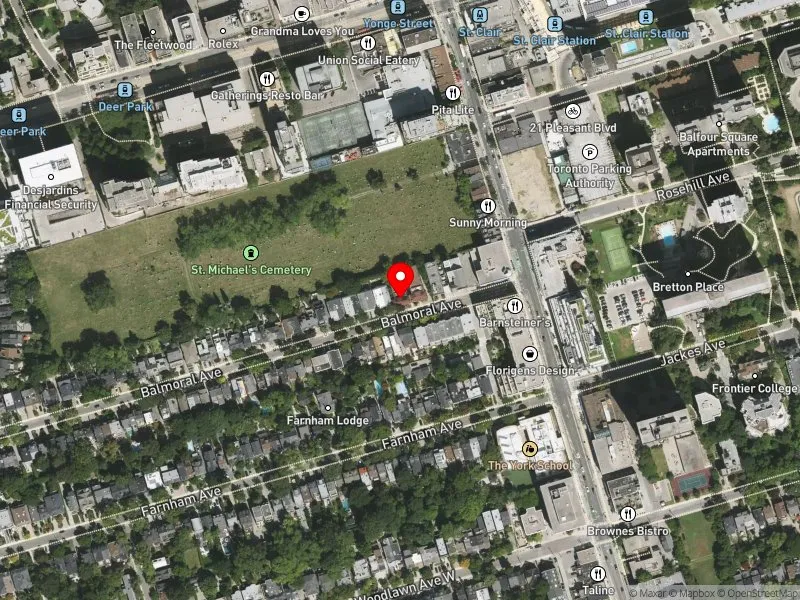 RentSafeTO apartment evaluation satellite view of 28 BALMORAL AVE in Toronto-St. Paul's, Toronto
