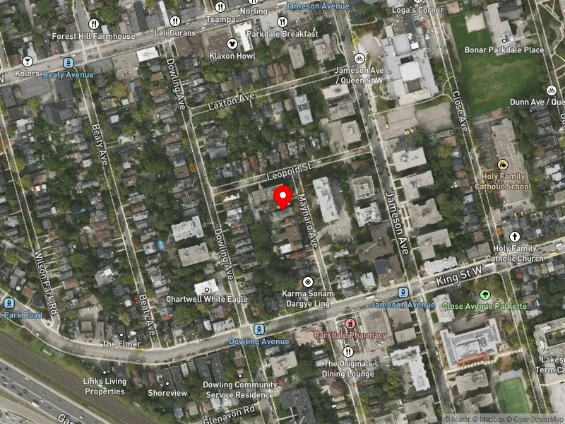 RentSafeTO apartment evaluation satellite view of 28 MAYNARD AVE in Parkdale-High Park, Toronto