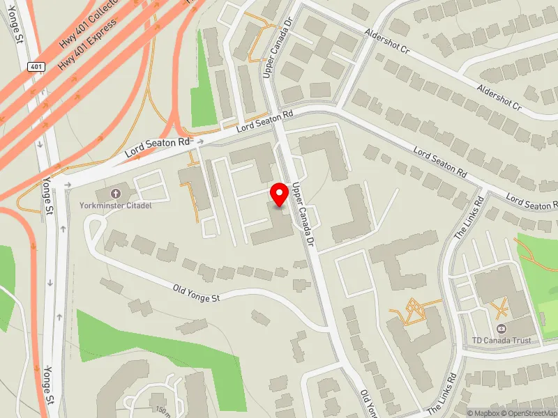 RentSafeTO apartment evaluation map view of 28 UPPER CANADA DR in Don Valley West, Toronto