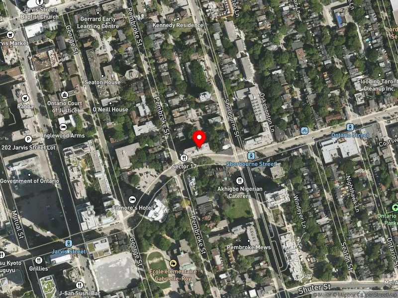 RentSafeTO apartment evaluation satellite view of 280 DUNDAS ST E in Toronto Centre, Toronto