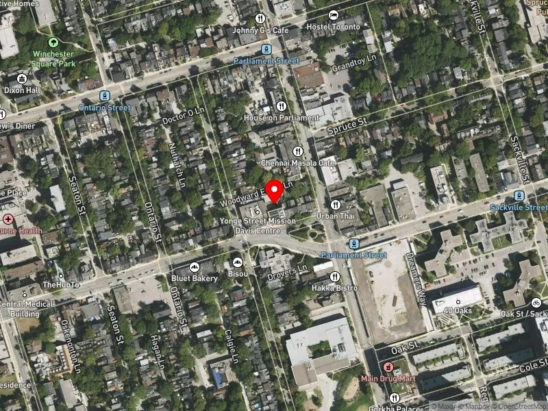 RentSafeTO apartment evaluation satellite view of 280 GERRARD ST E in Toronto Centre, Toronto