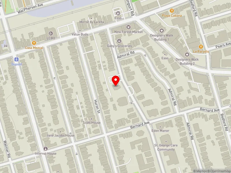 RentSafeTO apartment evaluation map view of 280 ST GEORGE ST in University-Rosedale, Toronto