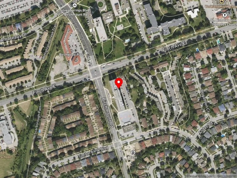 RentSafeTO apartment evaluation satellite view of 2821 BIRCHMOUNT RD in Scarborough-Agincourt, Toronto
