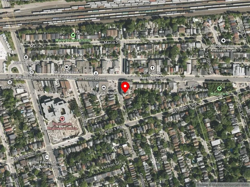 RentSafeTO apartment evaluation satellite view of 283 GILMOUR AVE in Parkdale-High Park, Toronto