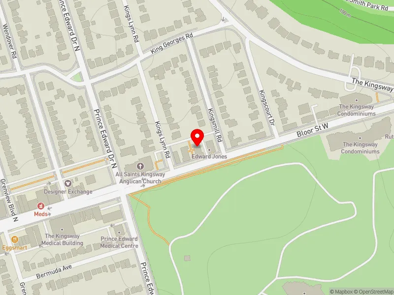 RentSafeTO apartment evaluation map view of 2844 BLOOR ST W in Etobicoke-Lakeshore, Toronto