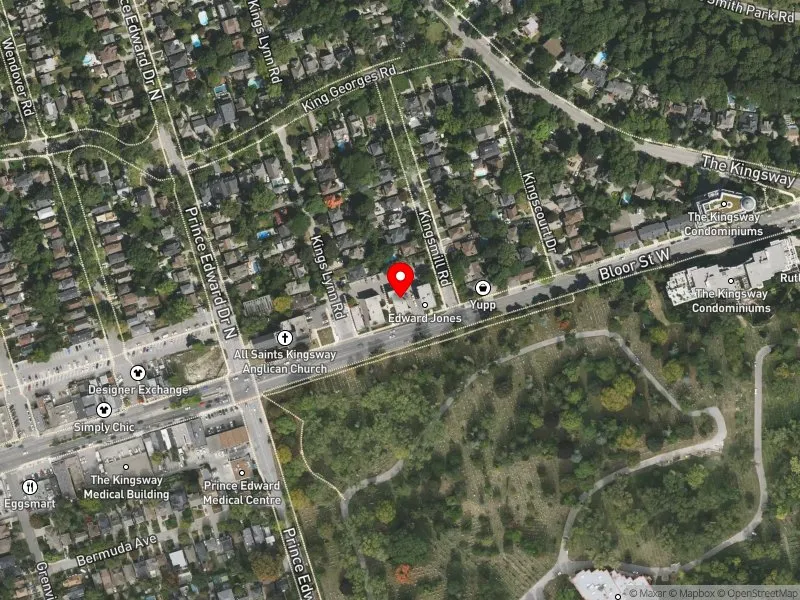 RentSafeTO apartment evaluation satellite view of 2844 BLOOR ST W in Etobicoke-Lakeshore, Toronto