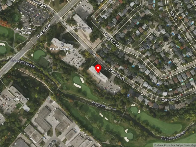 RentSafeTO apartment evaluation satellite view of 287 MARKLAND DR in Etobicoke Centre, Toronto