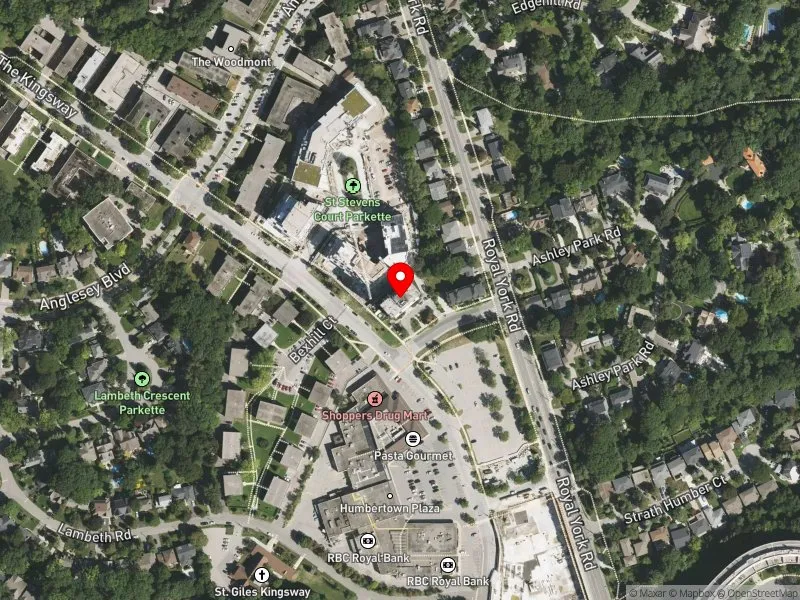 RentSafeTO apartment evaluation satellite view of 289 THE KINGSWAY in Etobicoke Centre, Toronto