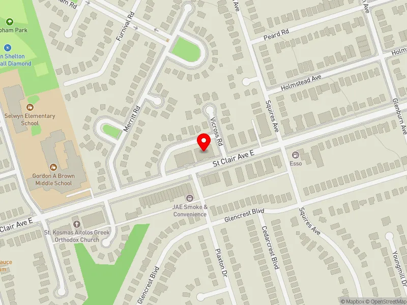 RentSafeTO apartment evaluation map view of 2892 ST CLAIR AVE E in Beaches-East York, Toronto