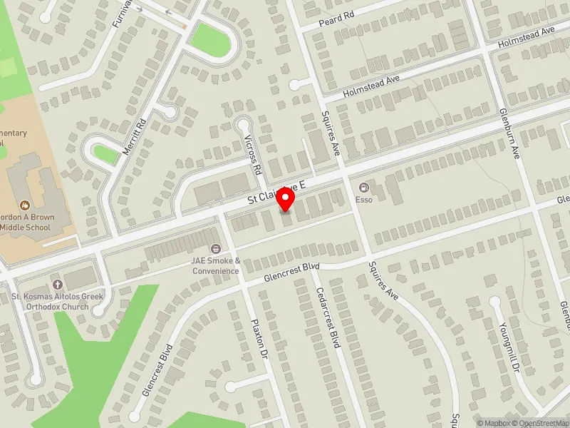 RentSafeTO apartment evaluation map view of 2897 ST CLAIR AVE E in Beaches-East York, Toronto