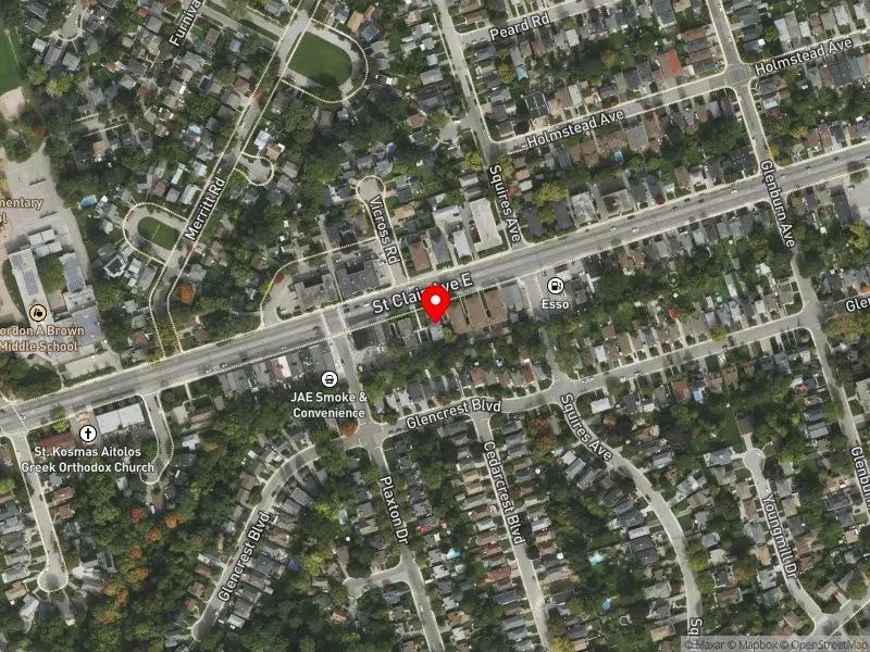 RentSafeTO apartment evaluation satellite view of 2897 ST CLAIR AVE E in Beaches-East York, Toronto