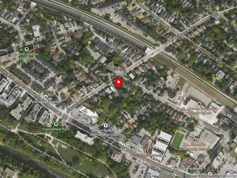 RentSafeTO apartment evaluation satellite view of 29 CHURCH ST in York South-Weston, Toronto
