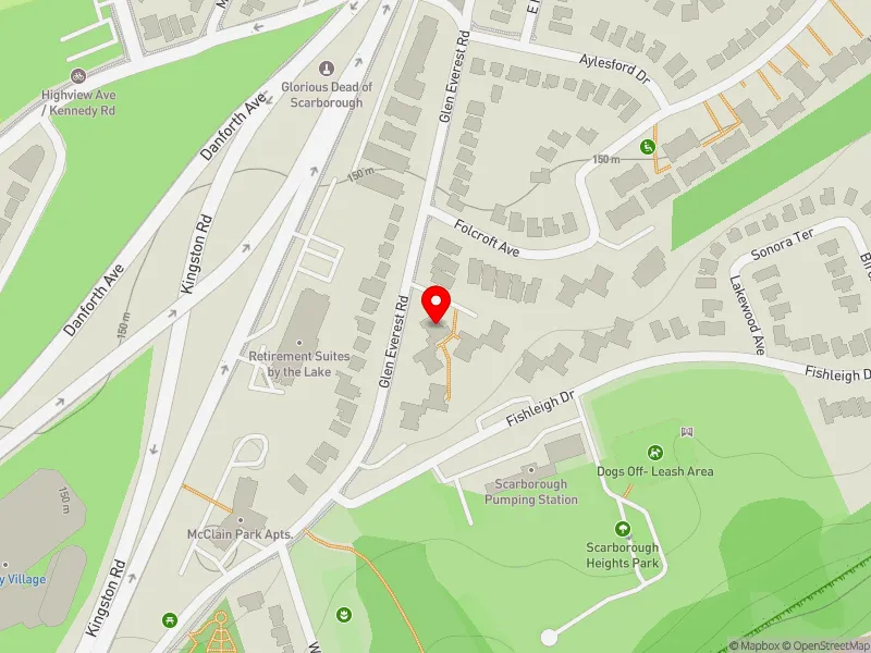 RentSafeTO apartment evaluation map view of 29 GLEN EVEREST RD in Scarborough Southwest, Toronto