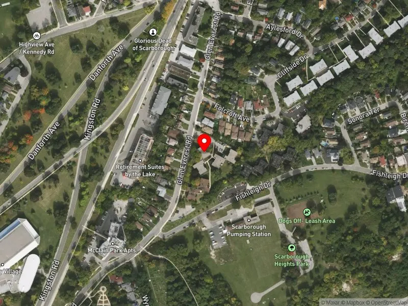 RentSafeTO apartment evaluation satellite view of 29 GLEN EVEREST RD in Scarborough Southwest, Toronto