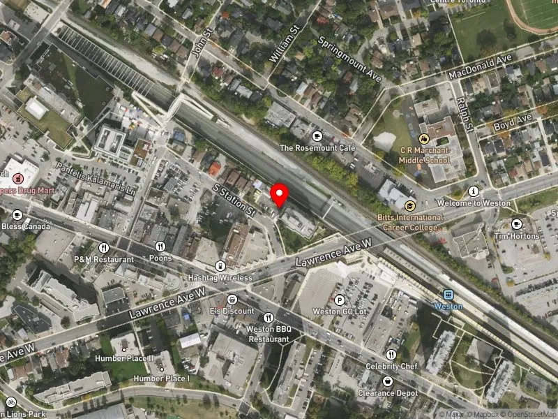 RentSafeTO apartment evaluation satellite view of 29 SOUTH STATION ST in York South-Weston, Toronto