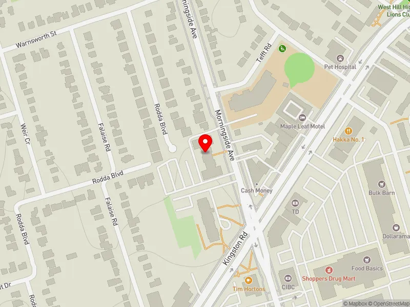 RentSafeTO apartment evaluation map view of 290 MORNINGSIDE AVE in Scarborough-Guildwood, Toronto