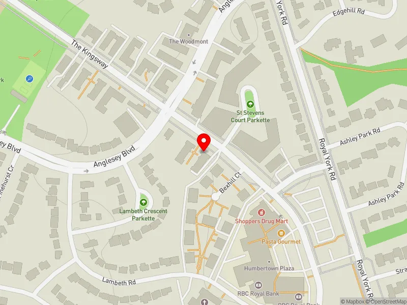 RentSafeTO apartment evaluation map view of 290 THE KINGSWAY in Etobicoke Centre, Toronto