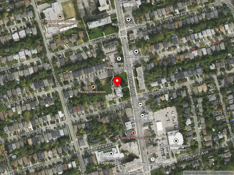 RentSafeTO apartment evaluation satellite view of 2900 BATHURST ST in Eglinton-Lawrence, Toronto