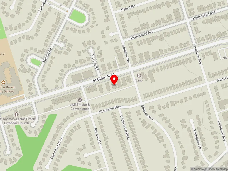 RentSafeTO apartment evaluation map view of 2901 ST CLAIR AVE E in Beaches-East York, Toronto