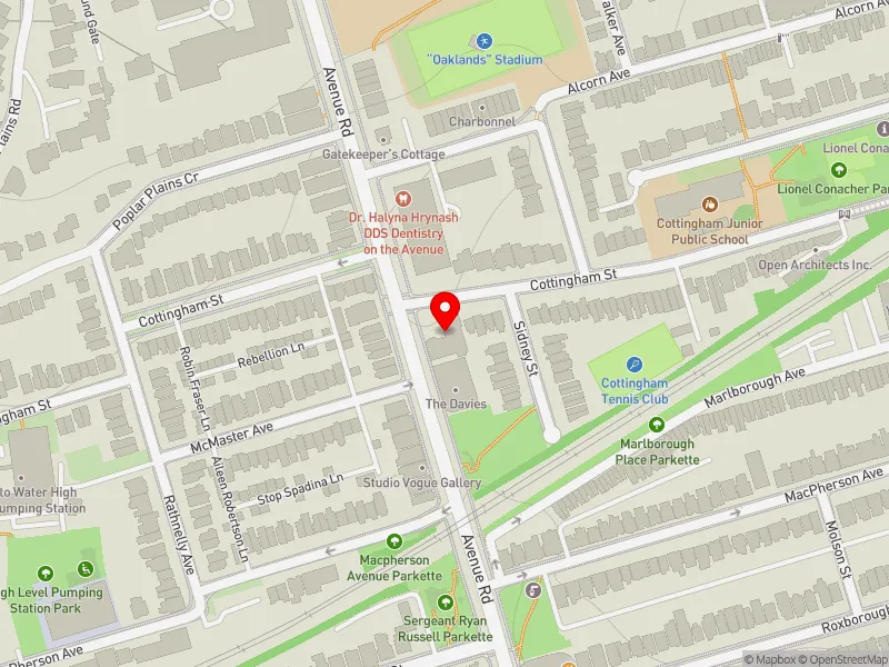 RentSafeTO apartment evaluation map view of 291 AVENUE RD in Toronto-St. Paul's, Toronto