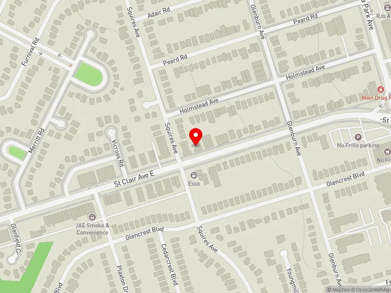 RentSafeTO apartment evaluation map view of 2916 ST CLAIR AVE E in Beaches-East York, Toronto