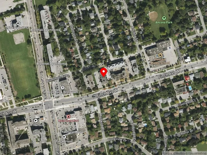 RentSafeTO apartment evaluation satellite view of 292 FINCH AVE W in Willowdale, Toronto