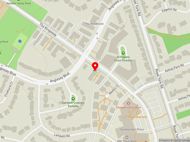 RentSafeTO apartment evaluation map view of 292 THE KINGSWAY in Etobicoke Centre, Toronto