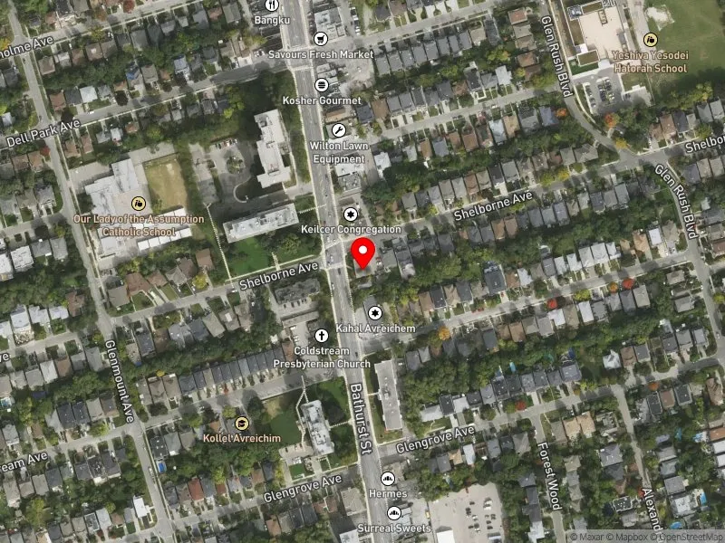 RentSafeTO apartment evaluation satellite view of 2929 BATHURST ST in Eglinton-Lawrence, Toronto