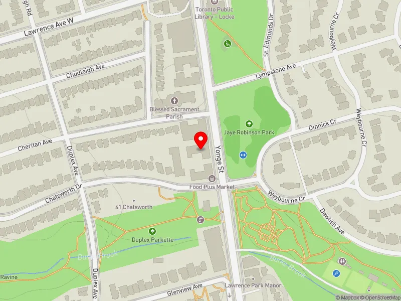 RentSafeTO apartment evaluation map view of 2932 YONGE ST in Eglinton-Lawrence, Toronto