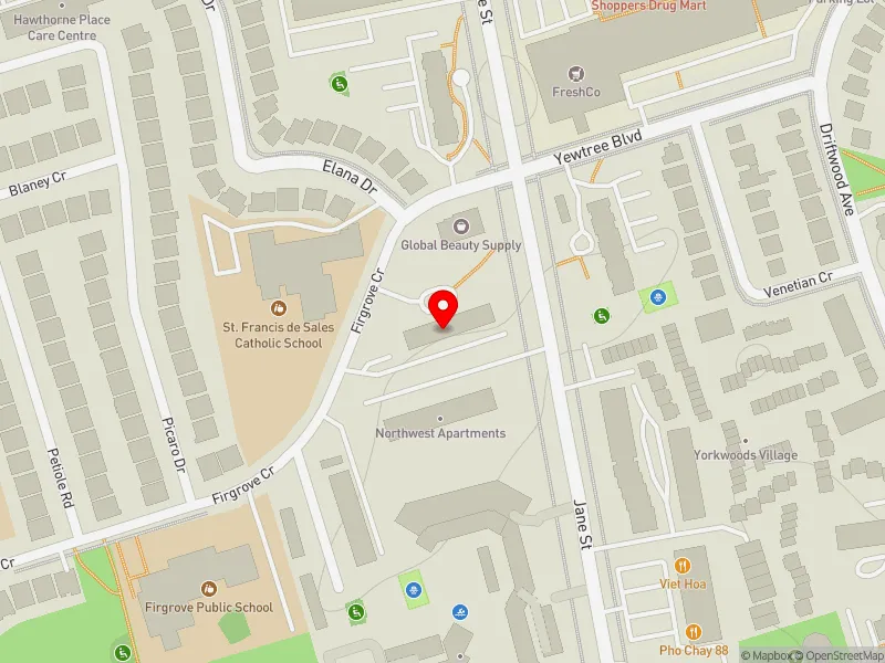 RentSafeTO apartment evaluation map view of 2940 JANE ST in Humber River-Black Creek, Toronto