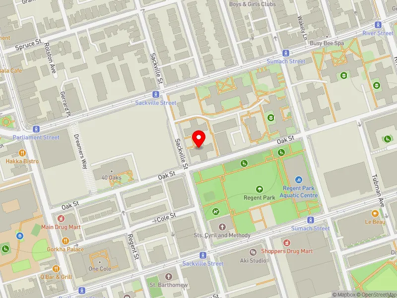 RentSafeTO apartment evaluation map view of 295 SACKVILLE ST in Toronto Centre, Toronto