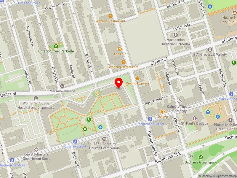 RentSafeTO apartment evaluation map view of 295 SHUTER ST in Toronto Centre, Toronto