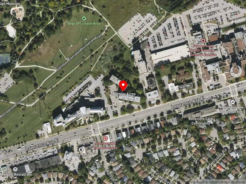 RentSafeTO apartment evaluation satellite view of 2950 LAWRENCE AVE E in Scarborough Centre, Toronto