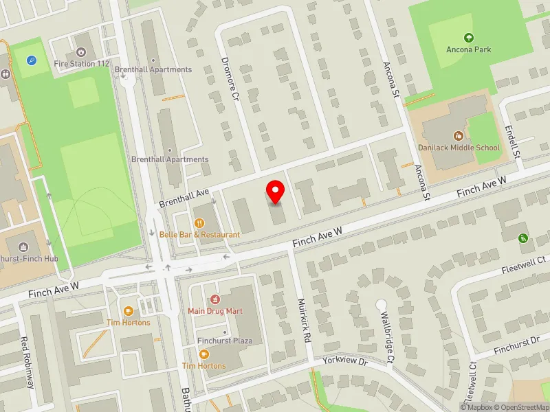 RentSafeTO apartment evaluation map view of 296 FINCH AVE W in Willowdale, Toronto