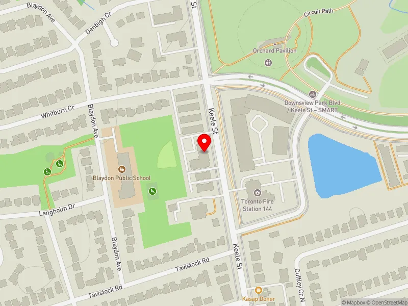 RentSafeTO apartment evaluation map view of 2960 KEELE ST in York Centre, Toronto