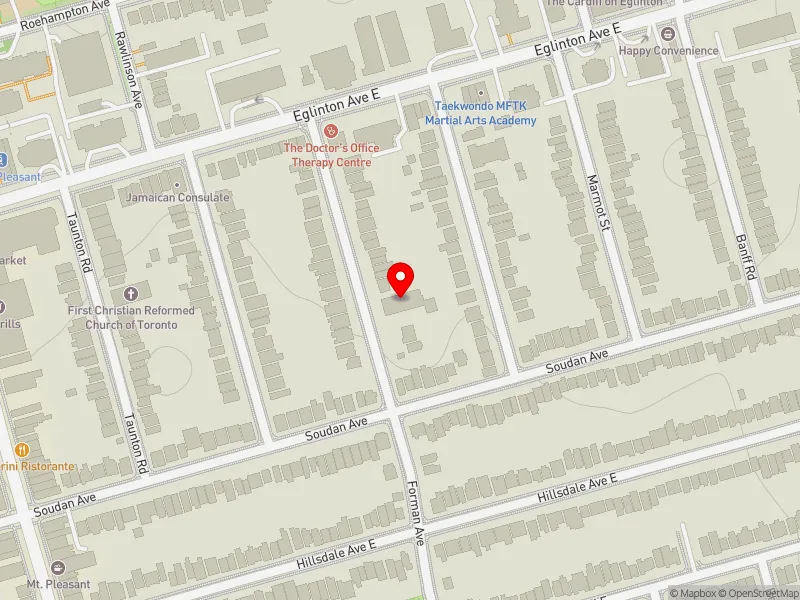 RentSafeTO apartment evaluation map view of 299 FORMAN AVE in Don Valley West, Toronto