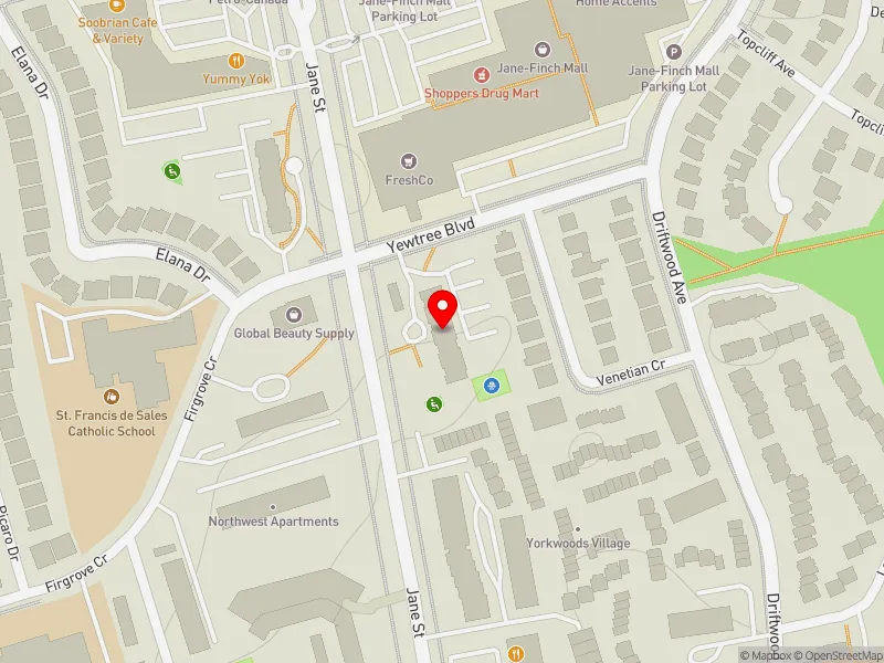 RentSafeTO apartment evaluation map view of 2999 JANE ST in Humber River-Black Creek, Toronto