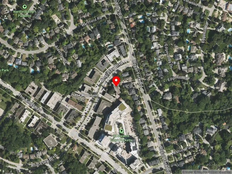 RentSafeTO apartment evaluation satellite view of 3 ANGLESEY BLVD in Etobicoke Centre, Toronto